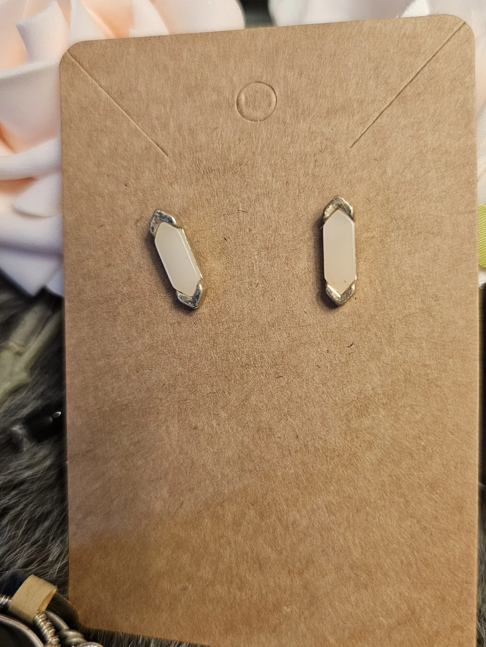 KENDRA SCOTT Gold-Trim White Geometric Stud Earrings - Women's Jewelry